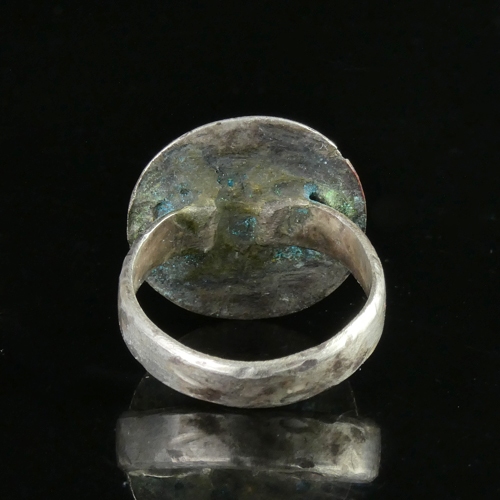 Medieval silver seal ring with a horse