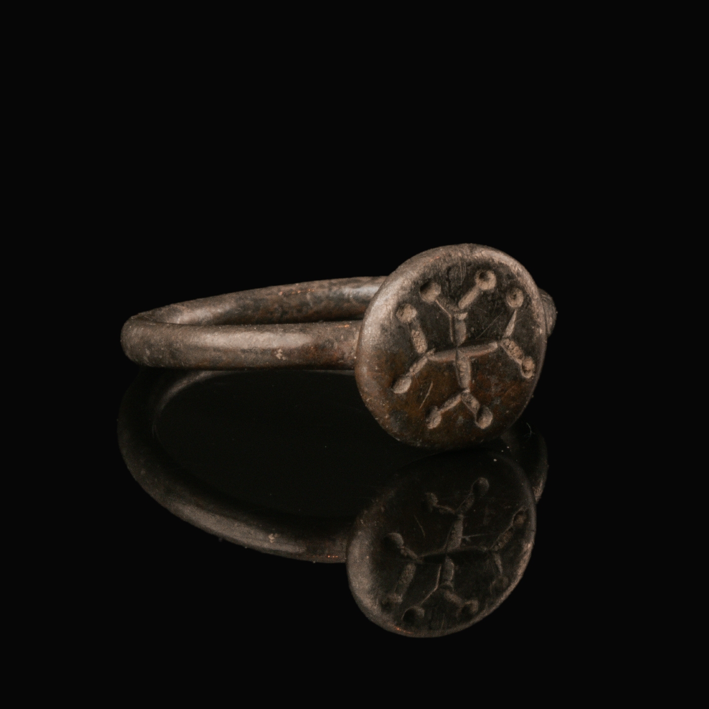 Medieval Silver Seal Ring with Crusader Cross
