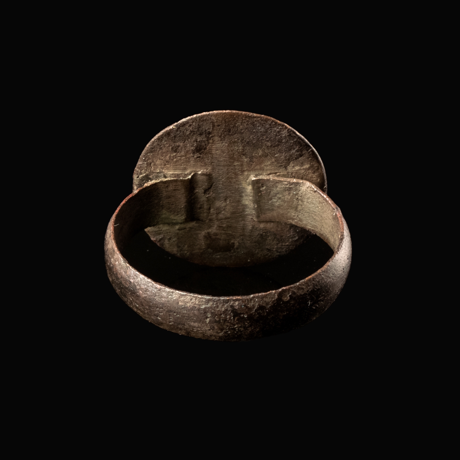 Medieval silver seal ring with Falcon and text