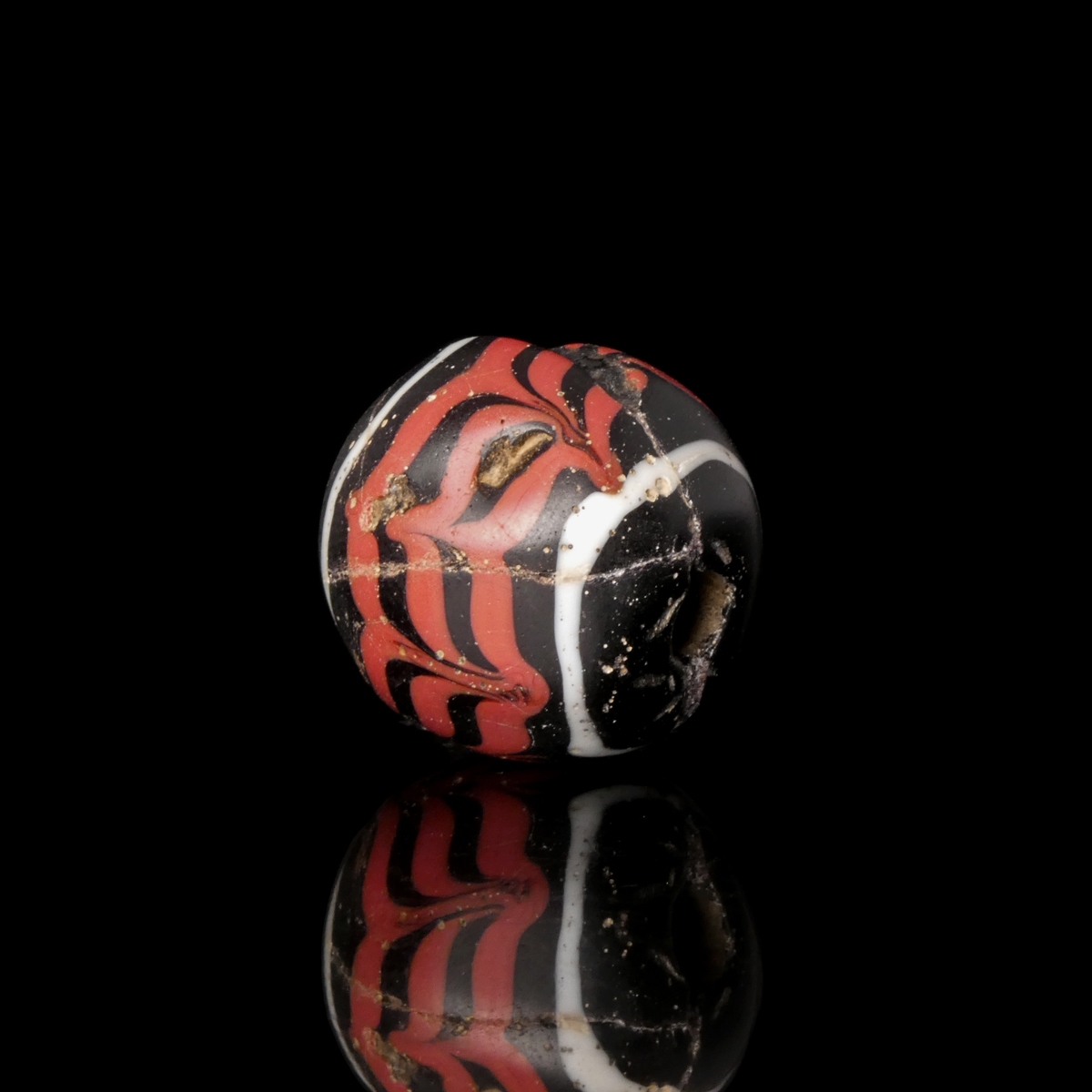 Medieval Viking trailed glass bead