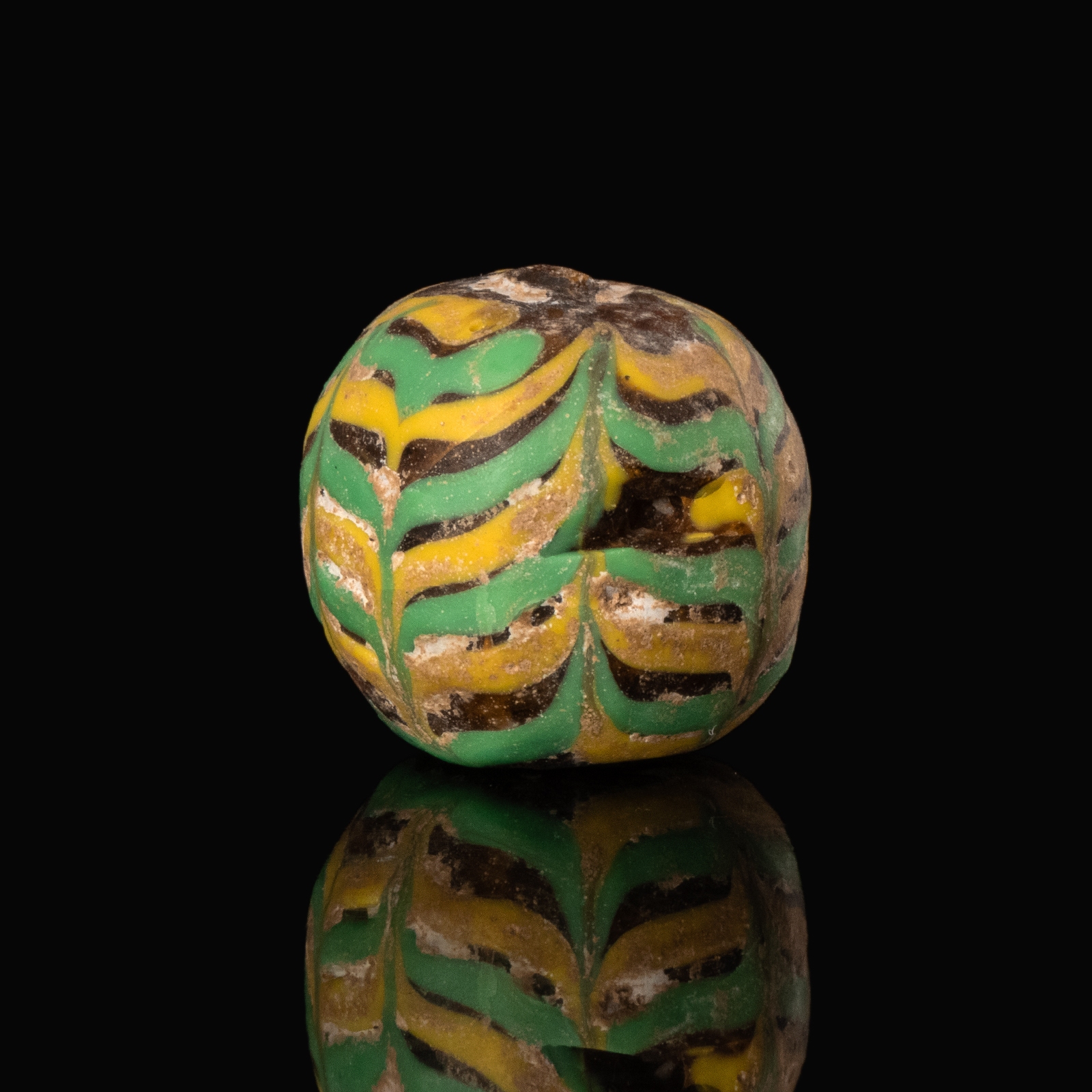 Medieval Viking trailed glass bead