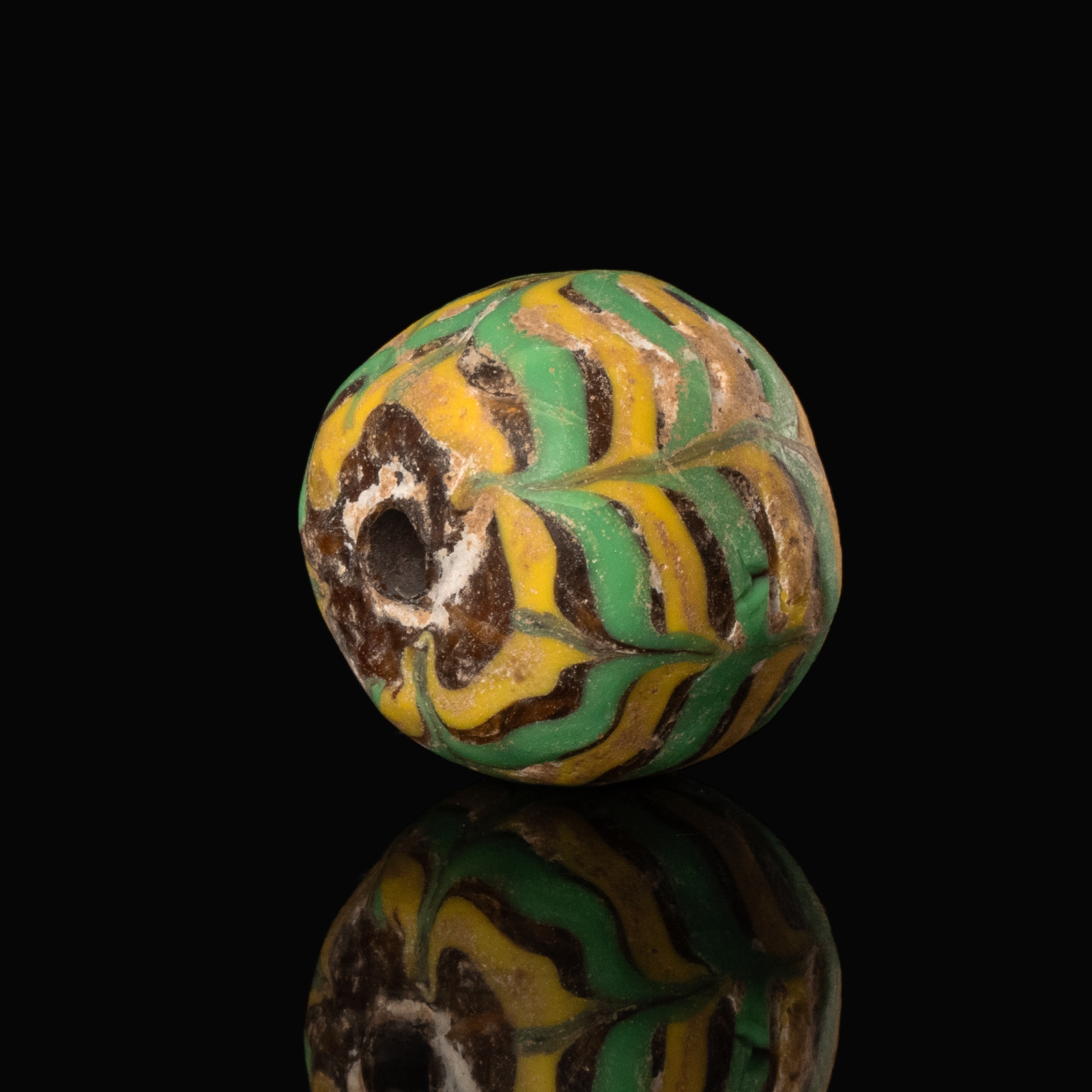 Medieval Viking trailed glass bead