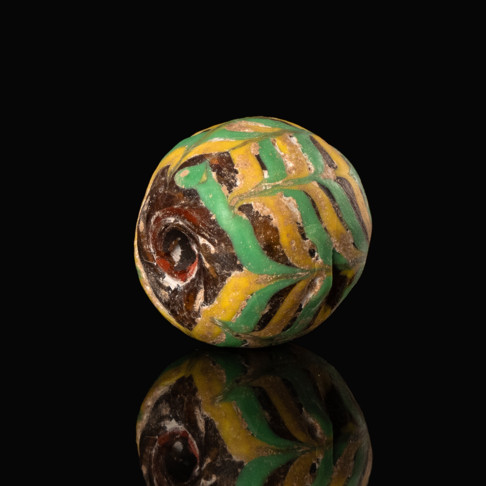 Medieval Viking trailed glass bead