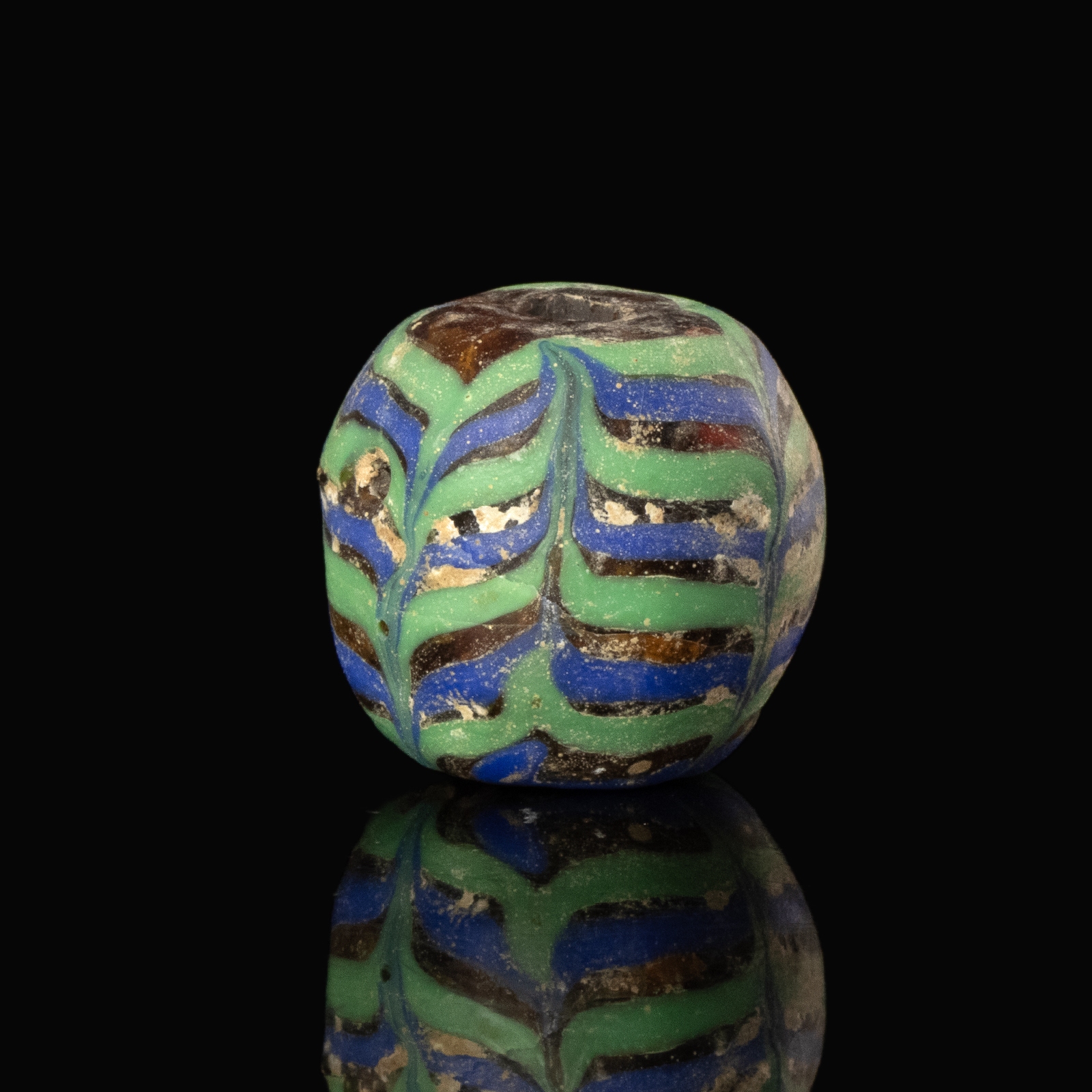Medieval Viking trailed glass bead