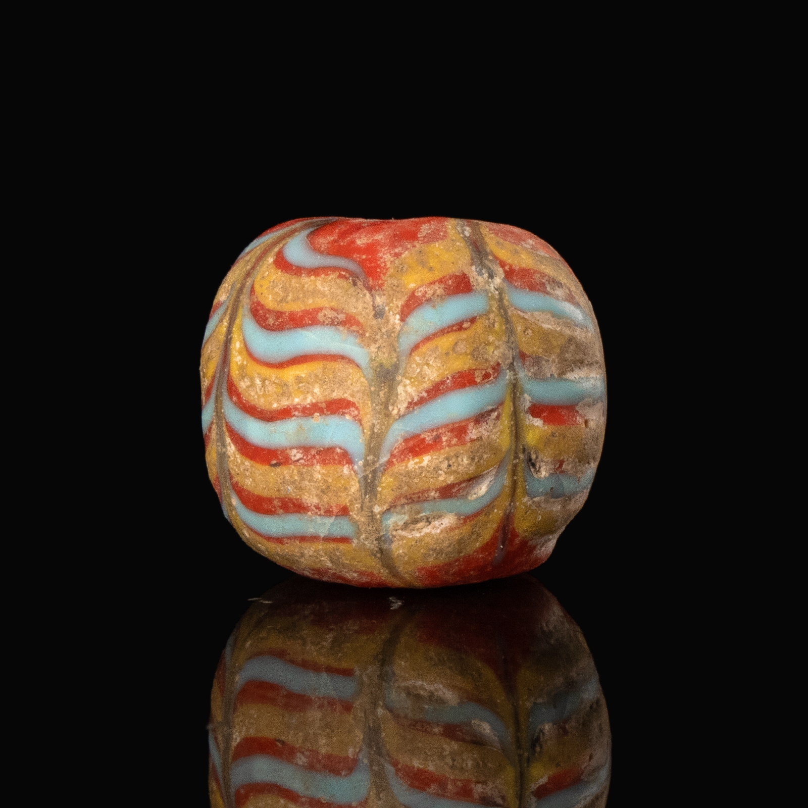 Medieval Viking trailed glass bead
