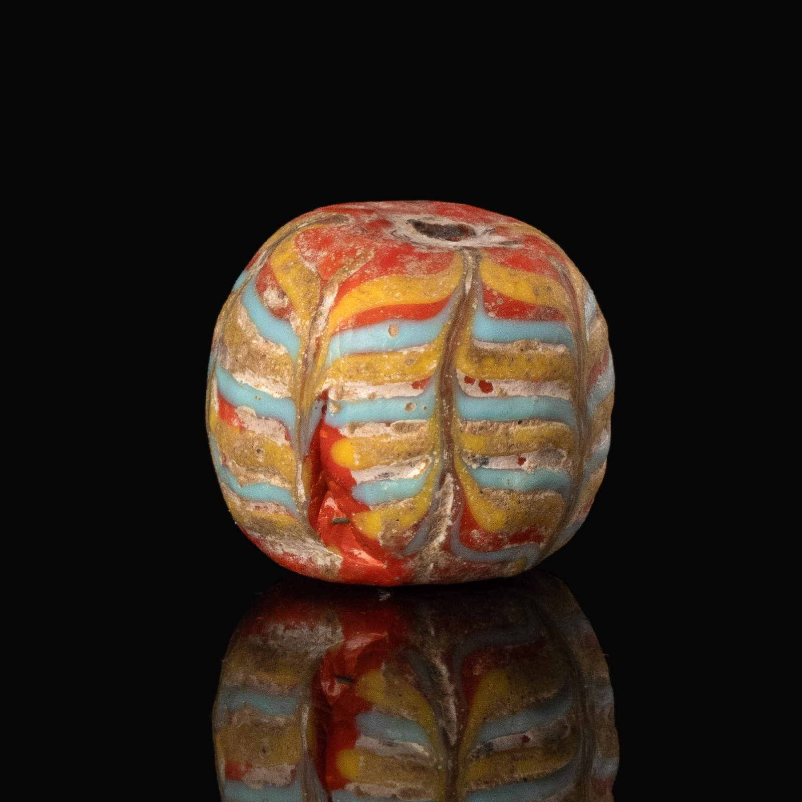 Medieval Viking trailed glass bead