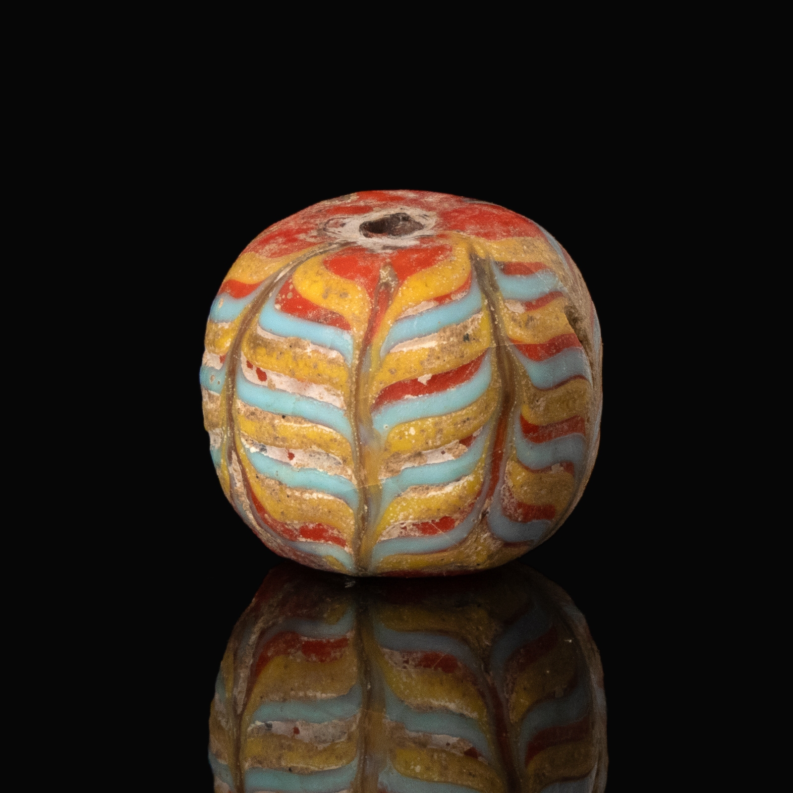 Medieval Viking trailed glass bead