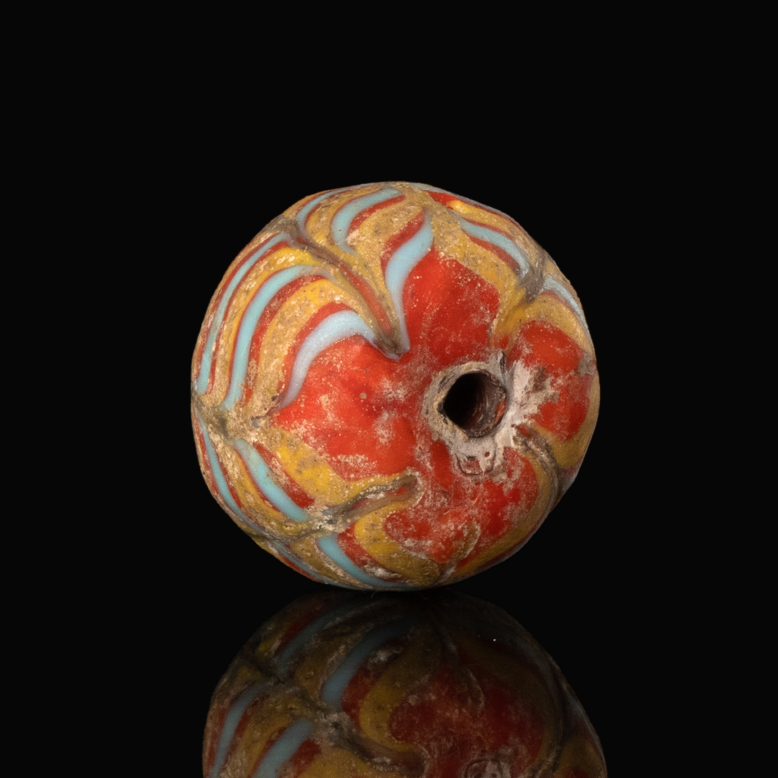 Medieval Viking trailed glass bead