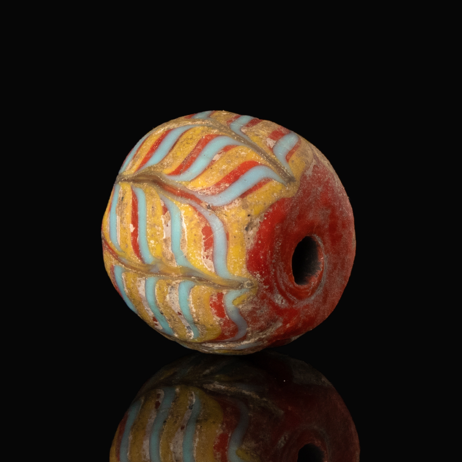 Medieval Viking trailed glass bead
