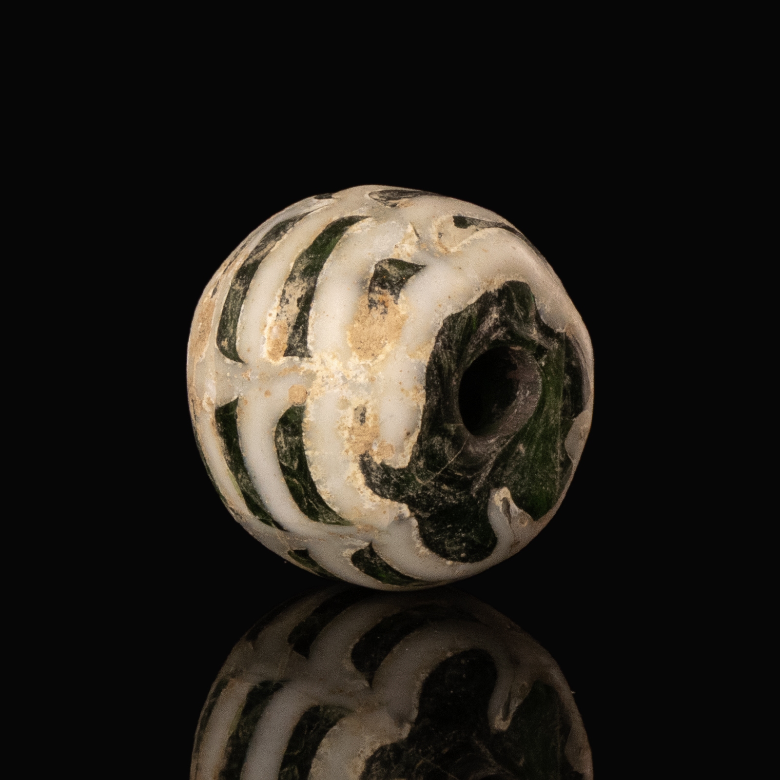 Medieval Viking trailed glass bead