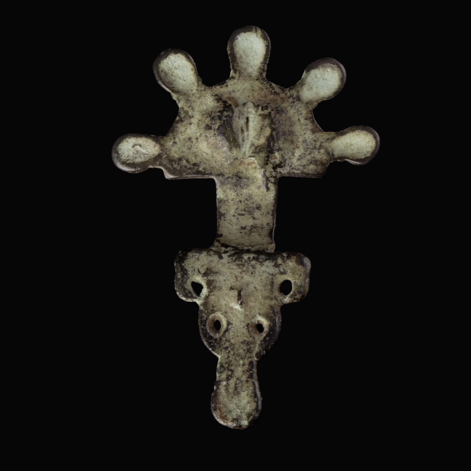 Migration Period, Merovingian silver radiate-headed brooch with bird-heads