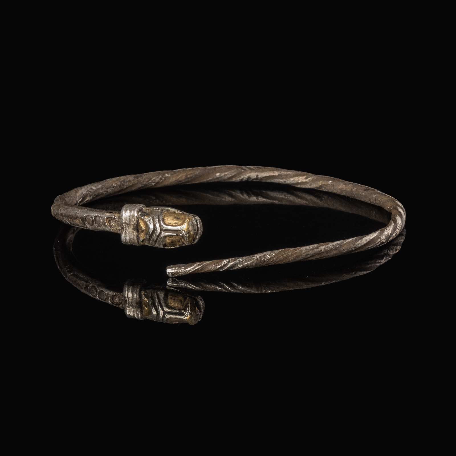 Migration Period, Silver Snake-Head Bracelet, Merovingian or Visigothic