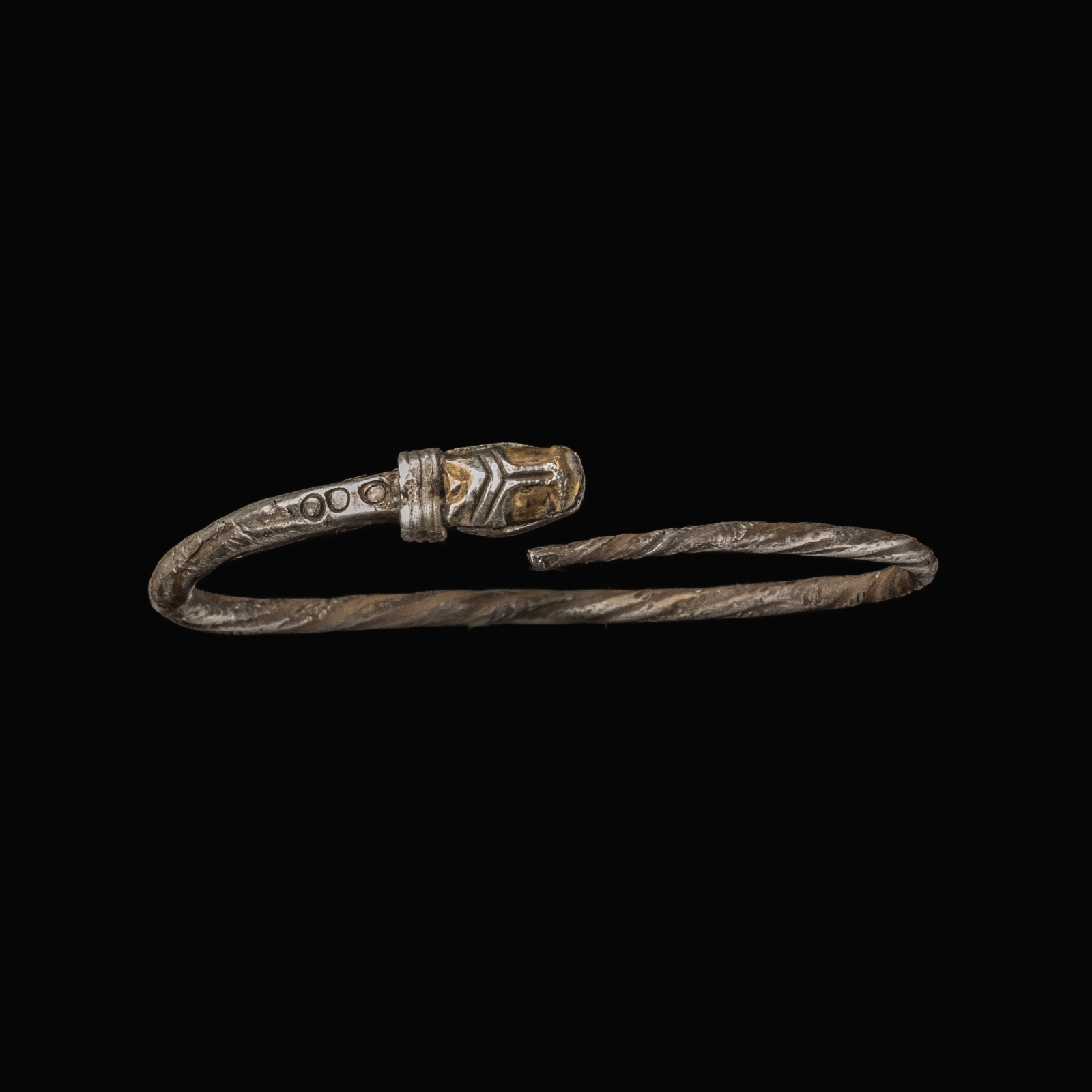 Migration Period, Silver Snake-Head Bracelet, Merovingian or Visigothic