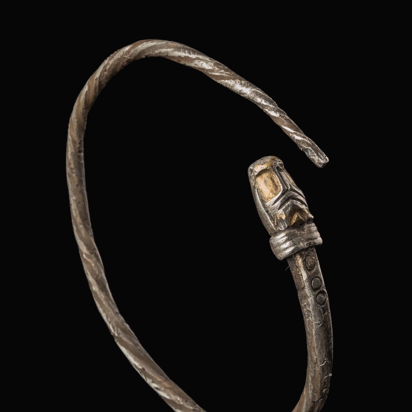 Migration Period, Silver Snake-Head Bracelet, Merovingian or Visigothic