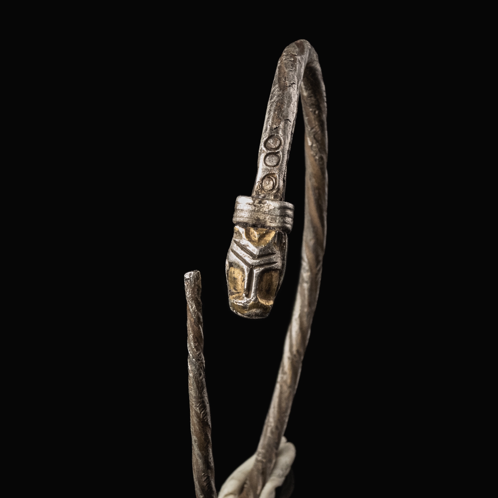 Migration Period, Silver Snake-Head Bracelet, Merovingian or Visigothic