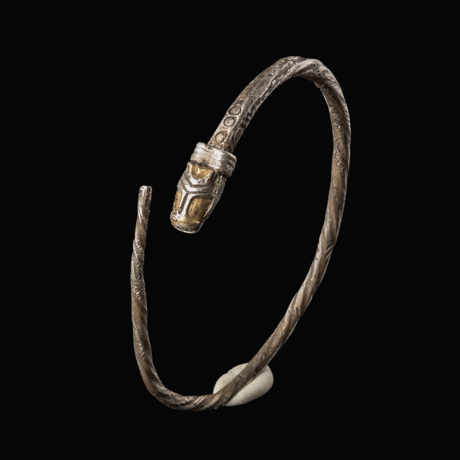 Migration Period, Silver Snake-Head Bracelet, Merovingian or Visigothic