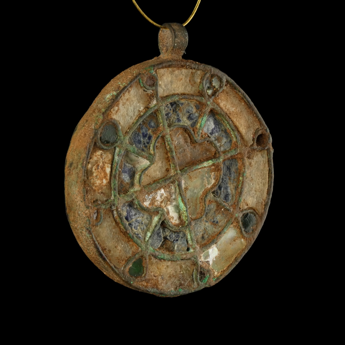 Migration Period, Visigothic copper and glass pendant