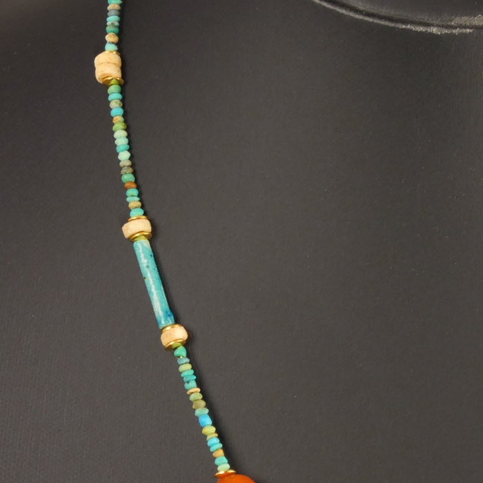 Necklace with ancient Egyptian faience and carnelian beads