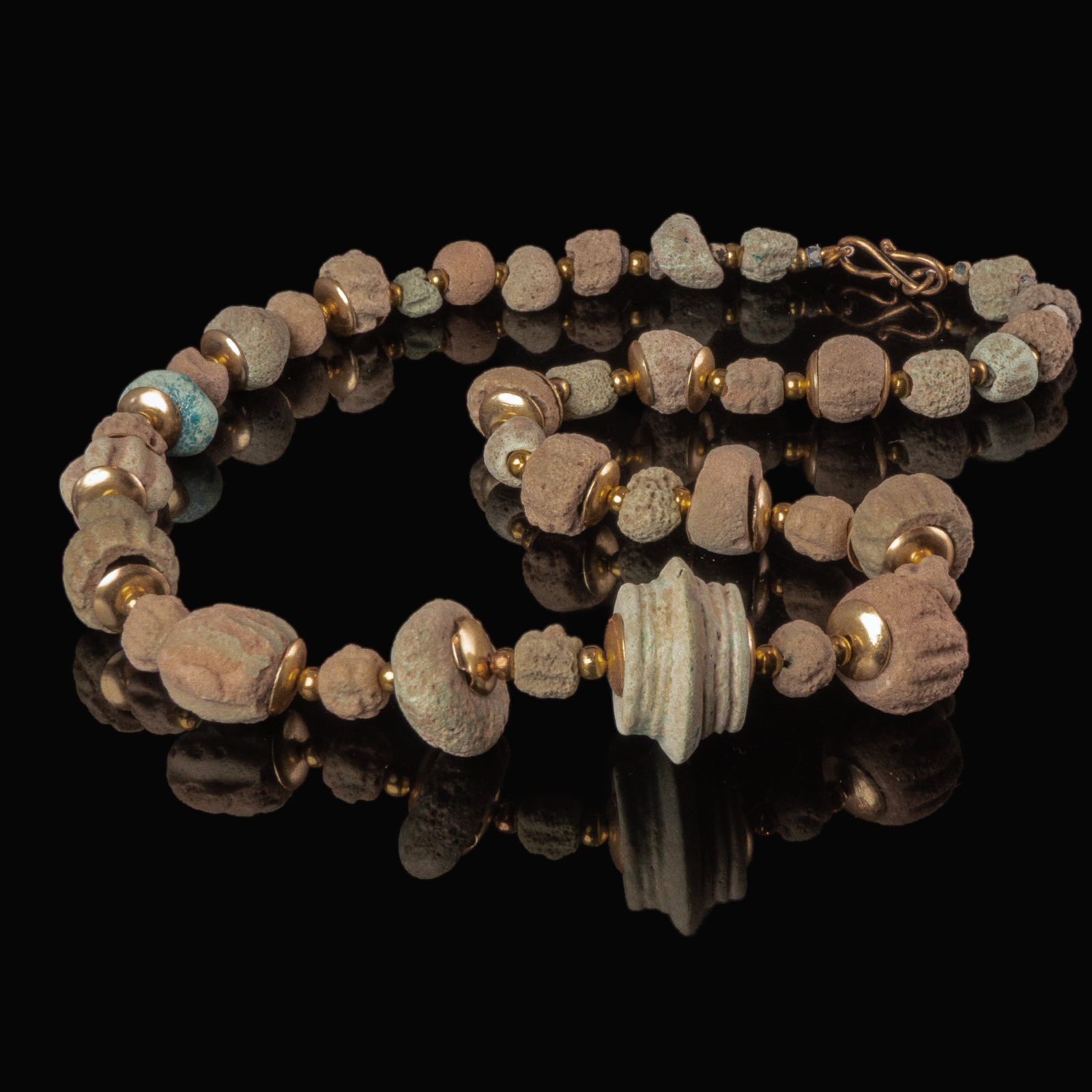 Necklace with ancient Egyptian faience and melon beads