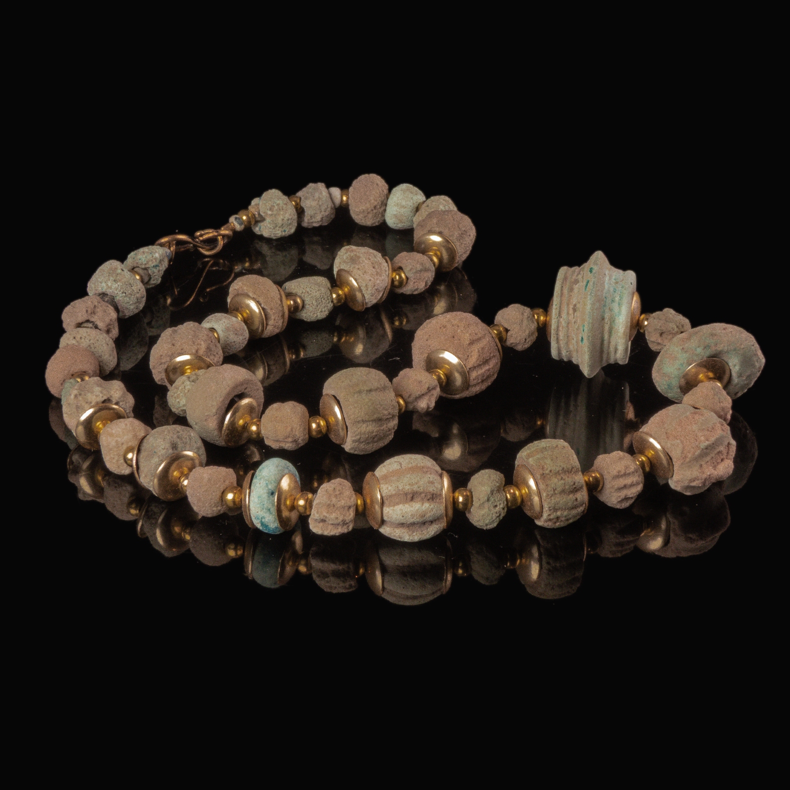 Necklace with ancient Egyptian faience and melon beads