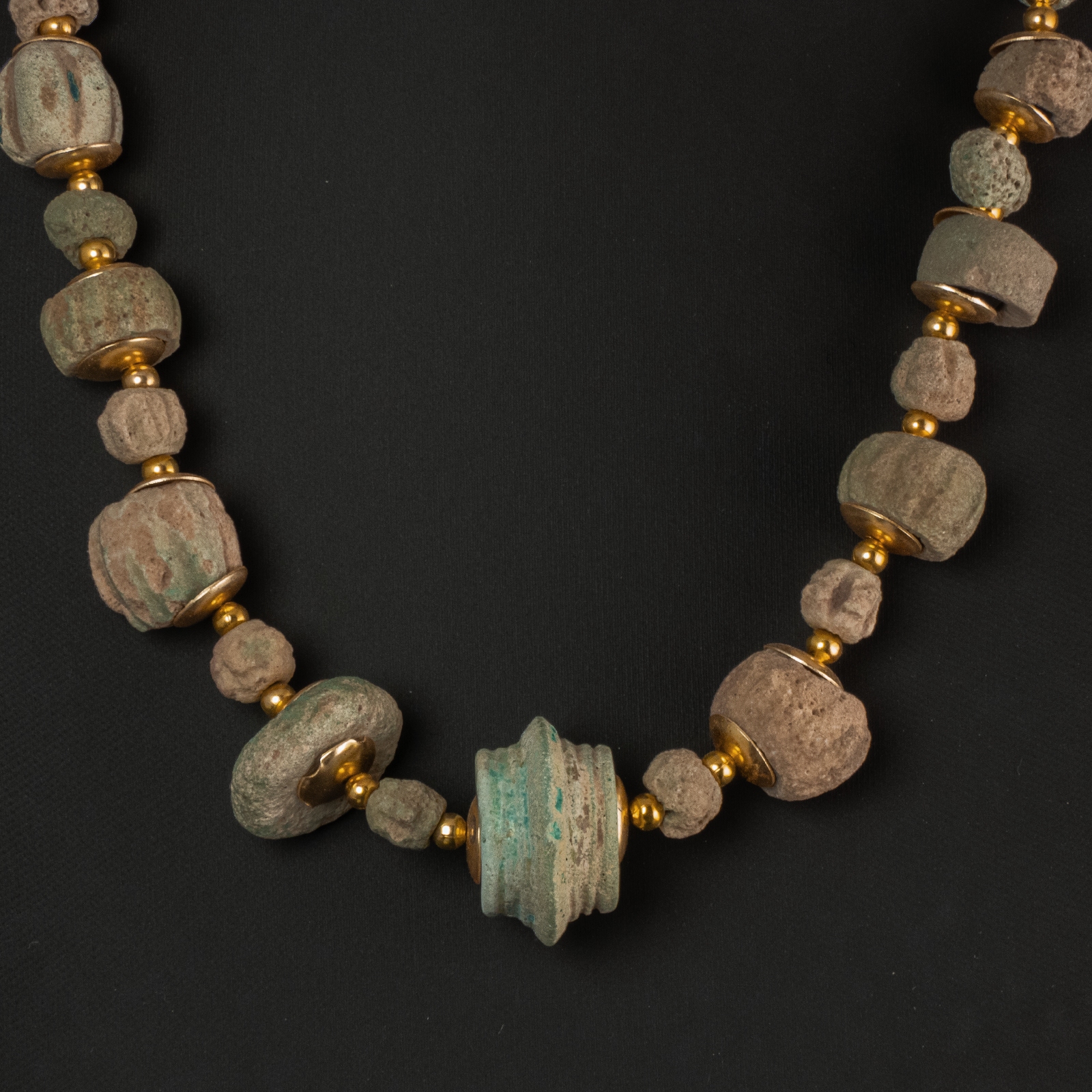 Necklace with ancient Egyptian faience and melon beads
