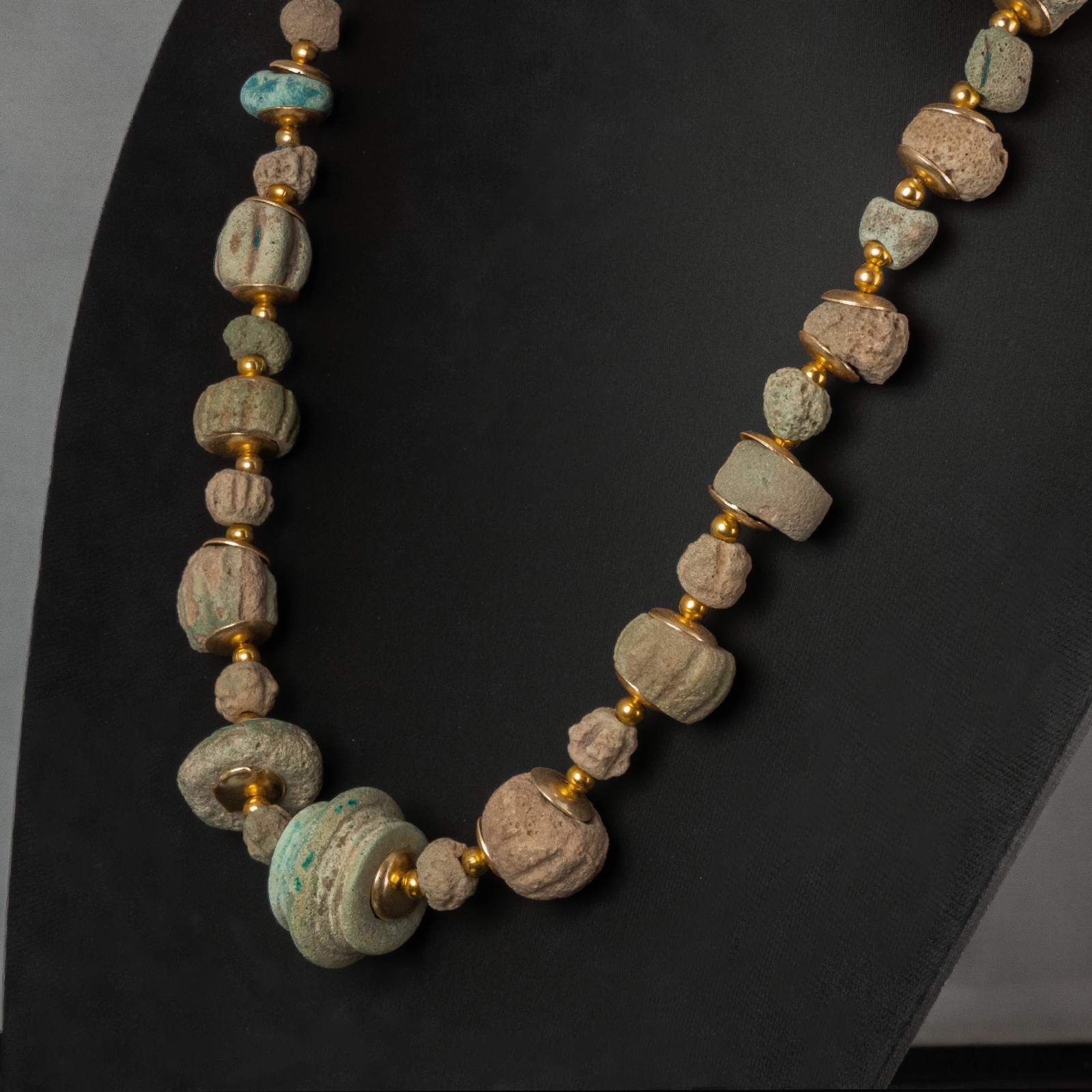 Necklace with ancient Egyptian faience and melon beads