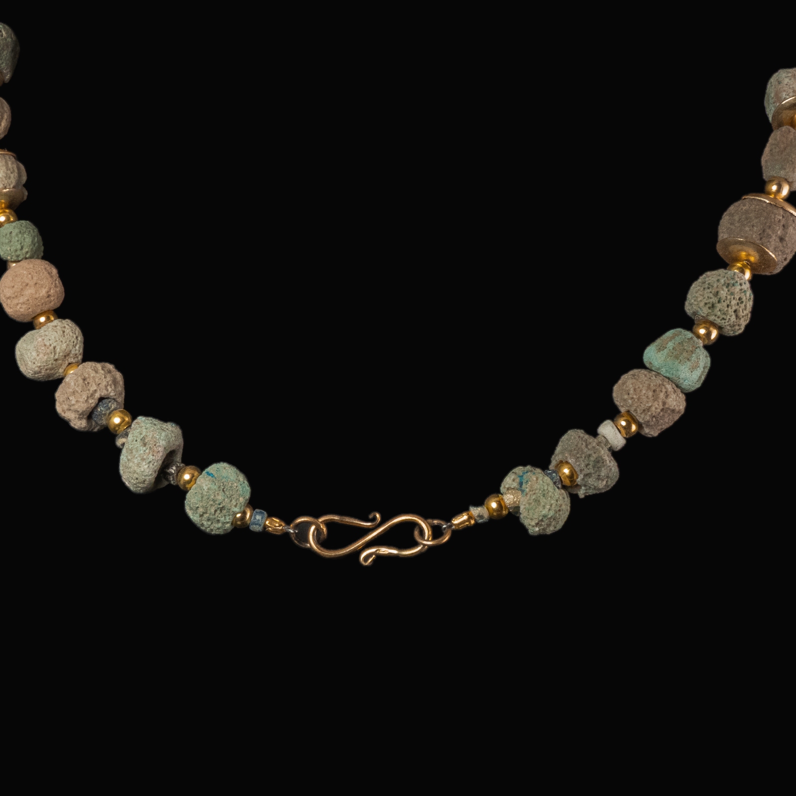 Necklace with ancient Egyptian faience and melon beads