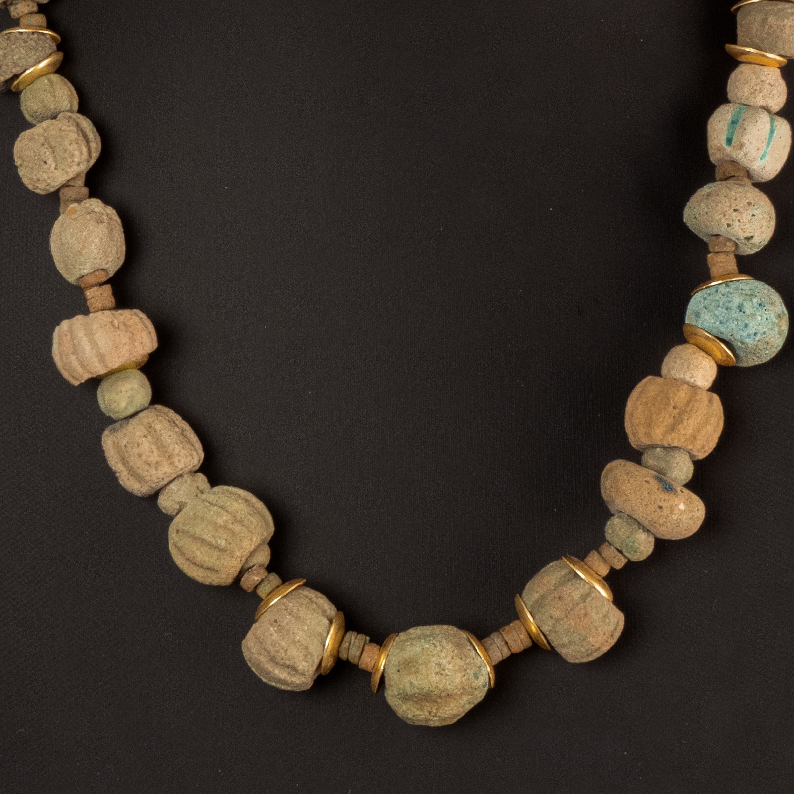 Necklace with ancient Egyptian faience and melon beads