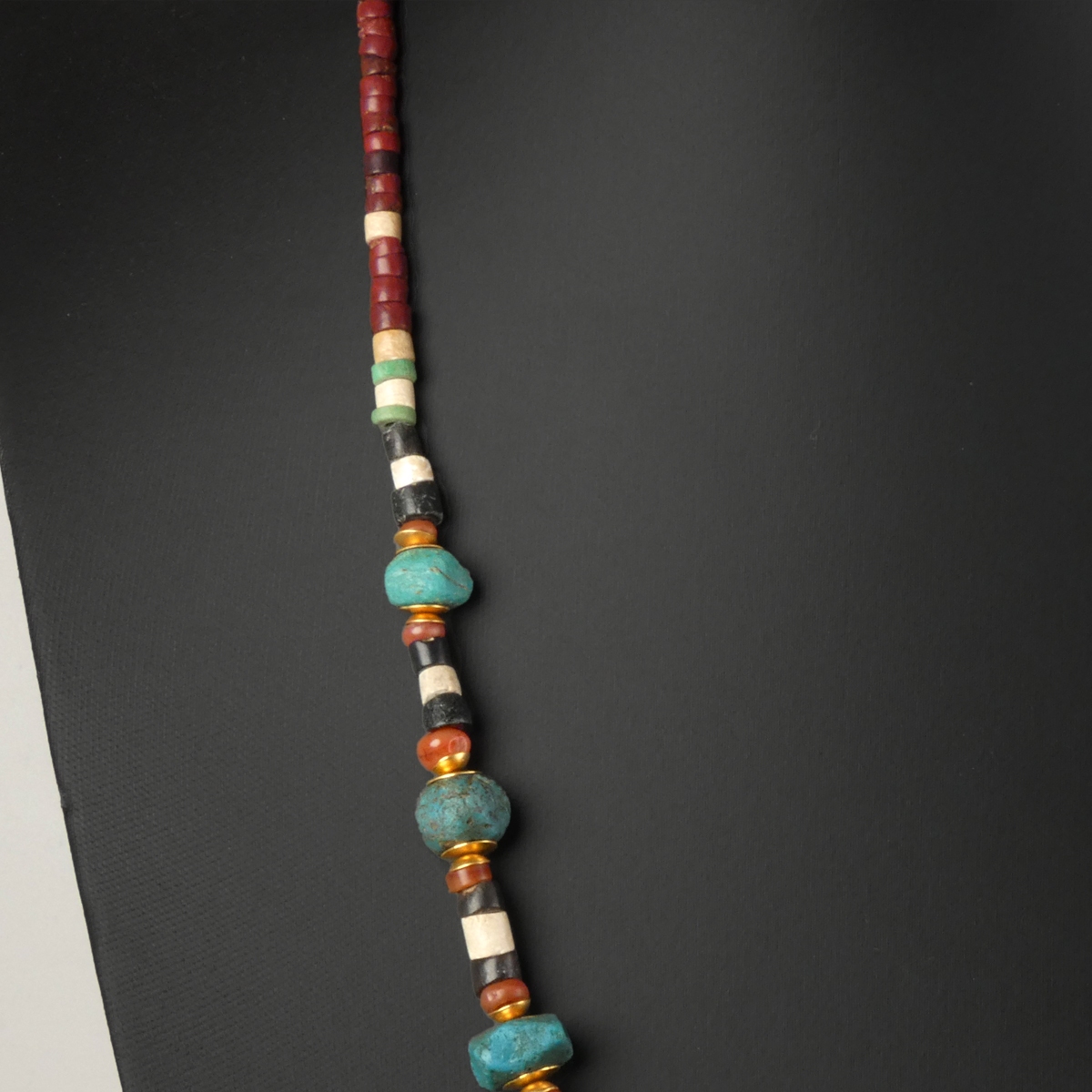 Necklace with ancient Egyptian stone, glass and gold beads