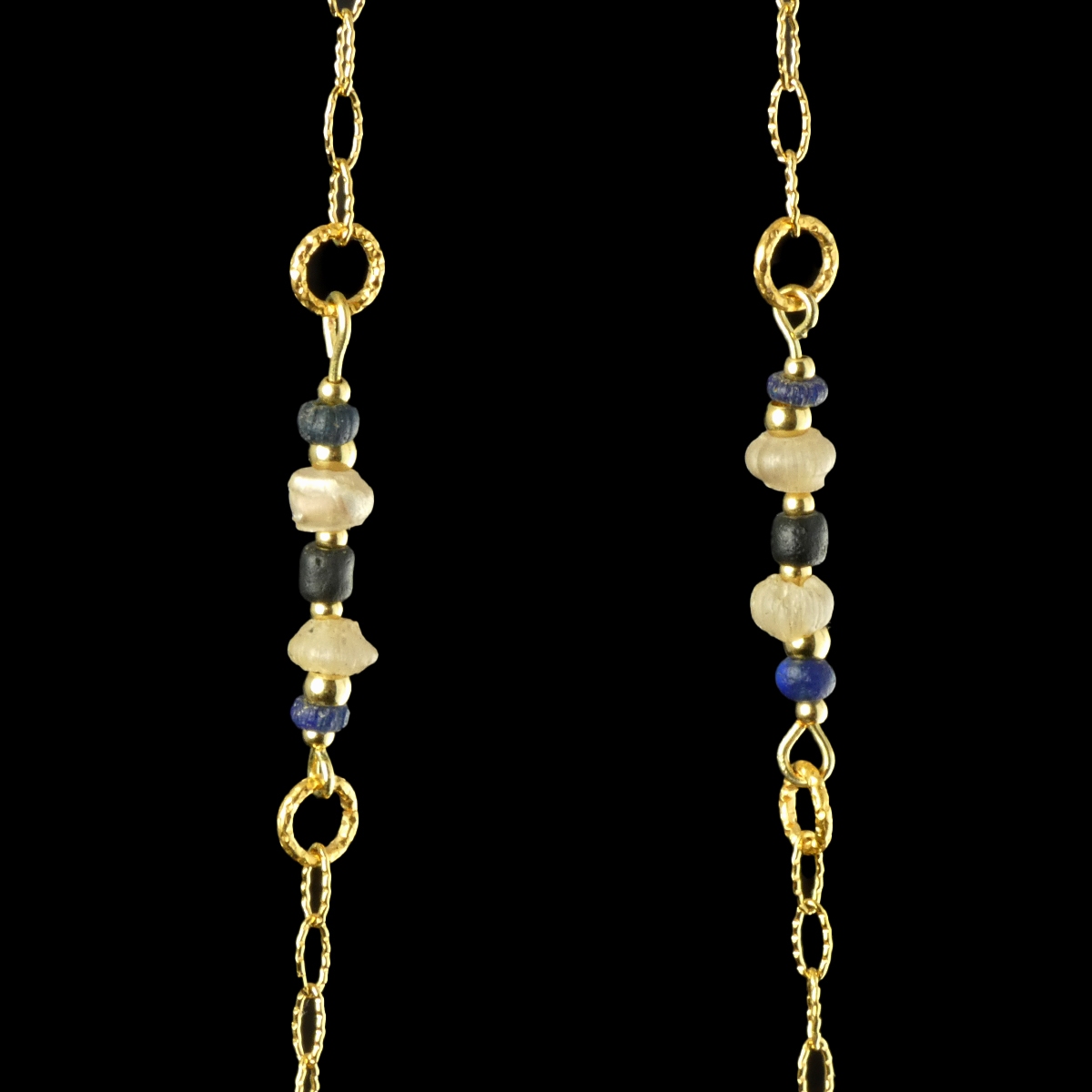 Necklace with Ancient Roman Blue and Semi-Translucent Glass Beads