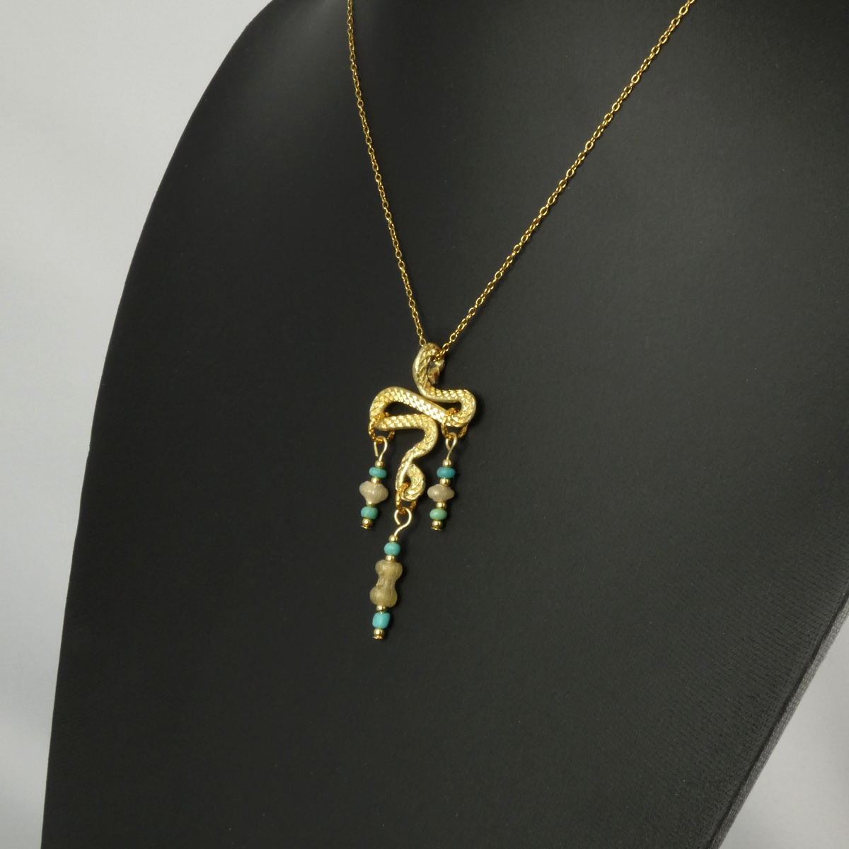 Necklace with Ancient Roman Turquoise and Semi-Translucent Glass Beads