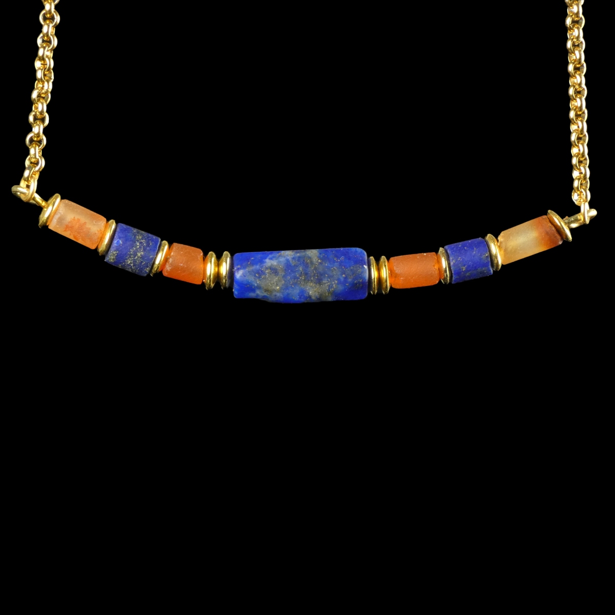 Necklace with Egyptian Lapis Lazuli and carnelian beads