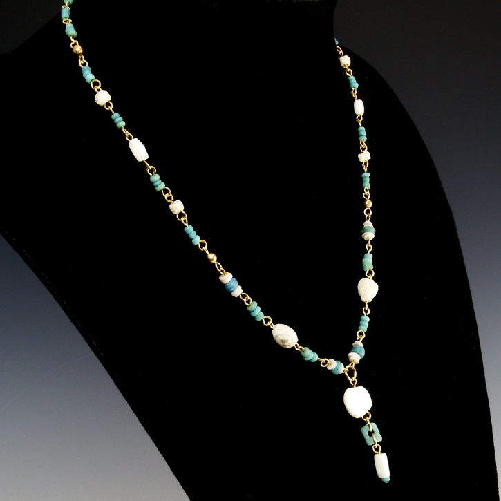 Necklace with Roman glass, stone and shell beads