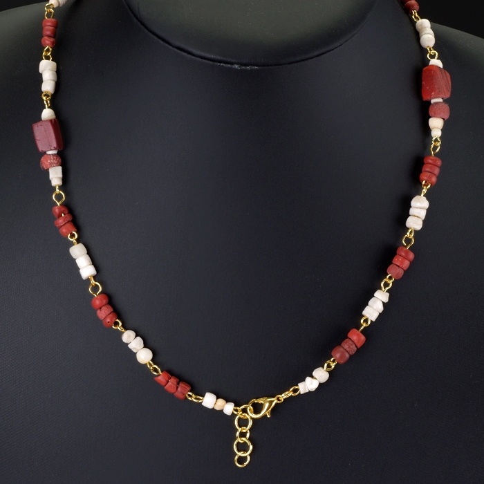 Necklace with Roman red glass and shell beads