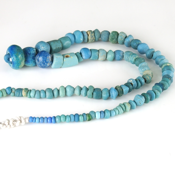 Necklace with Roman turquoise glass and faience beads