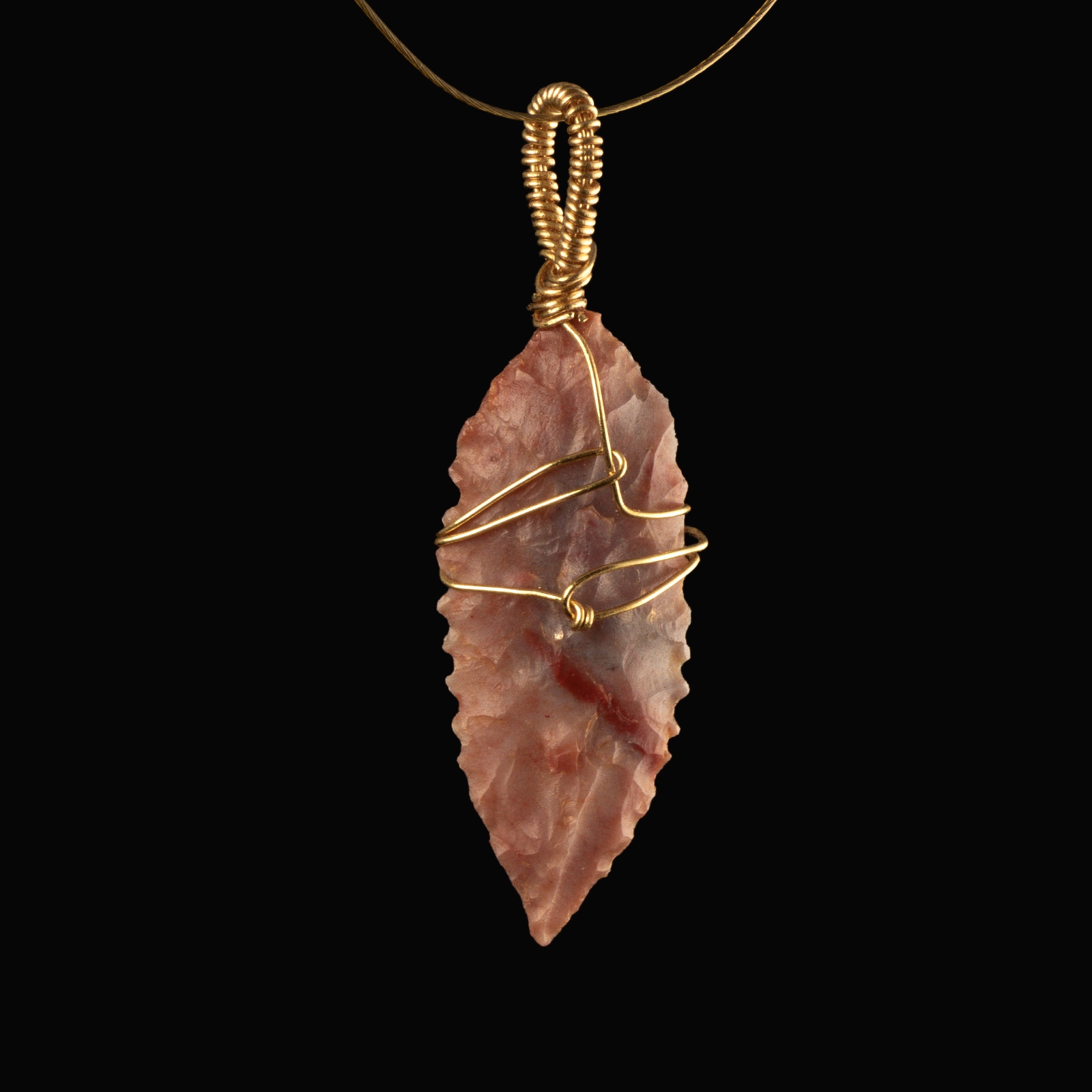 Neolithic Leaf-Shaped Flint Arrowhead in a Modern Wire Pendant Mount