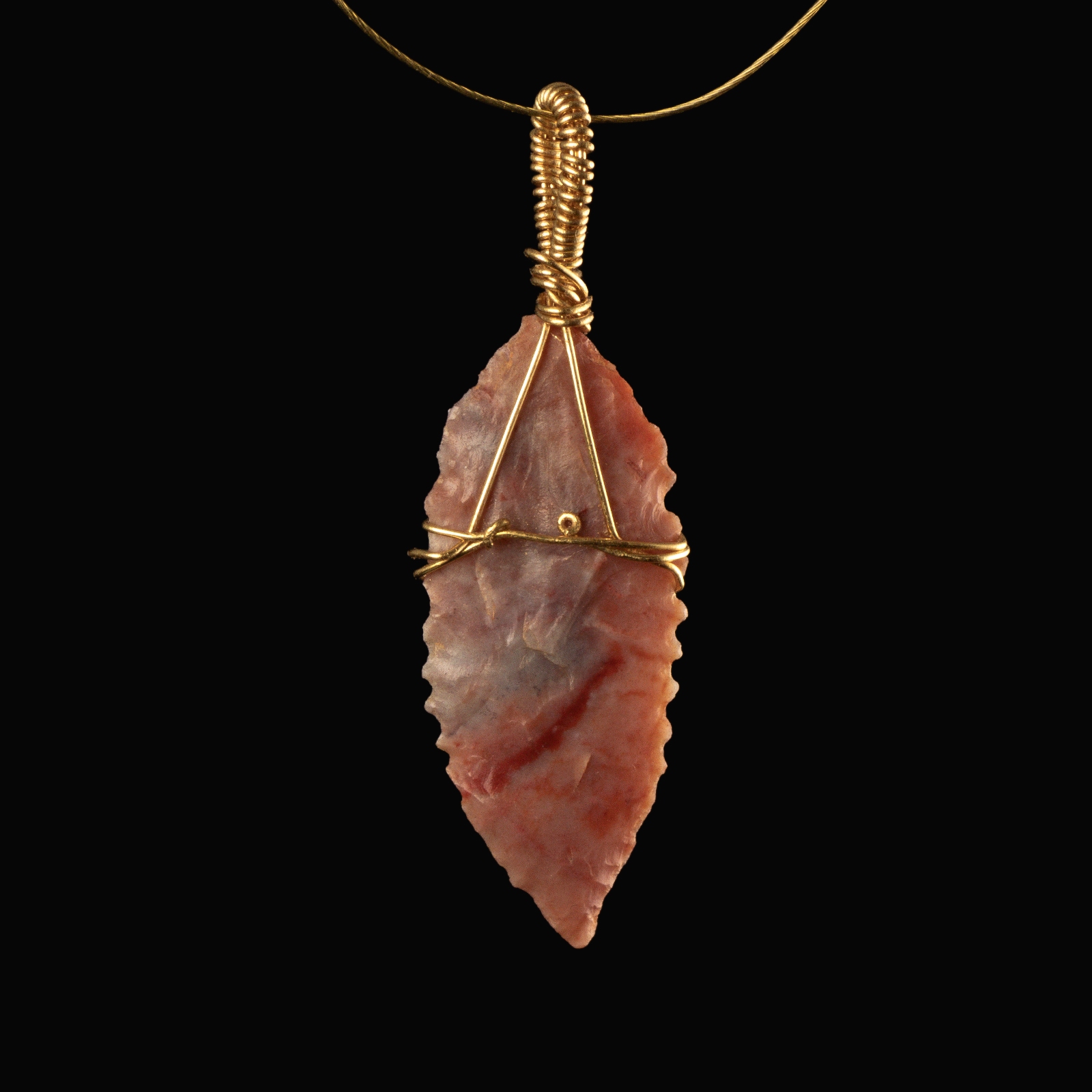 Neolithic Leaf-Shaped Flint Arrowhead in a Modern Wire Pendant Mount