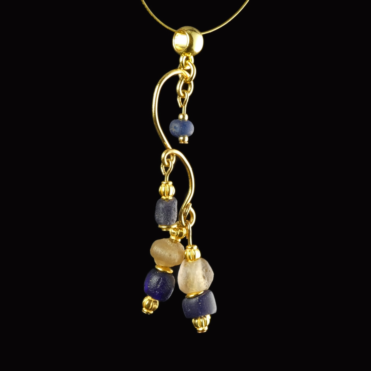 Pendant with Ancient Roman Blue and Semi-Translucent Glass Beads