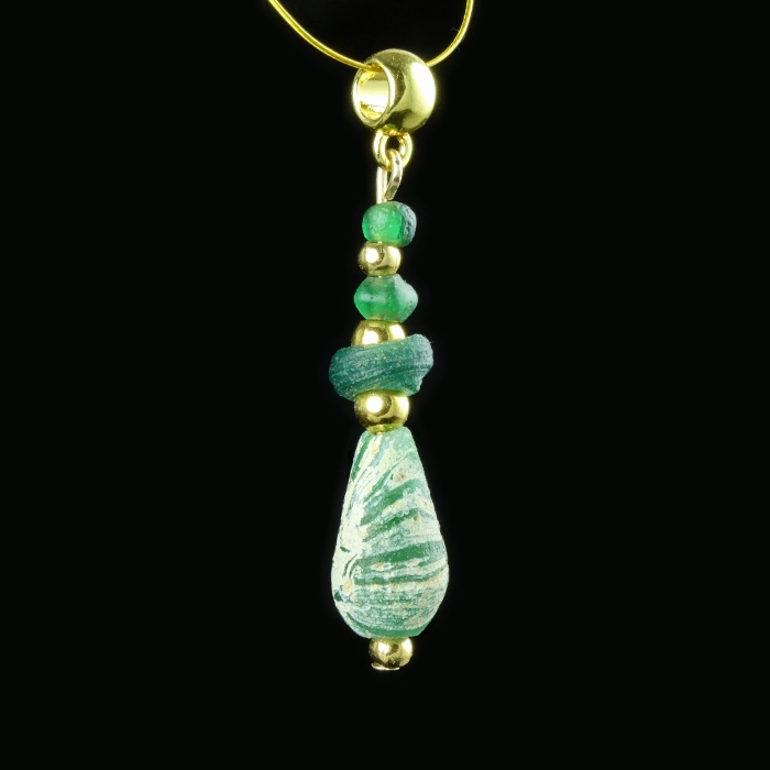 Pendant with Ancient Roman Green Glass Beads