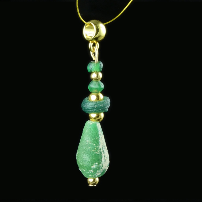 Pendant with Ancient Roman Green Glass Beads