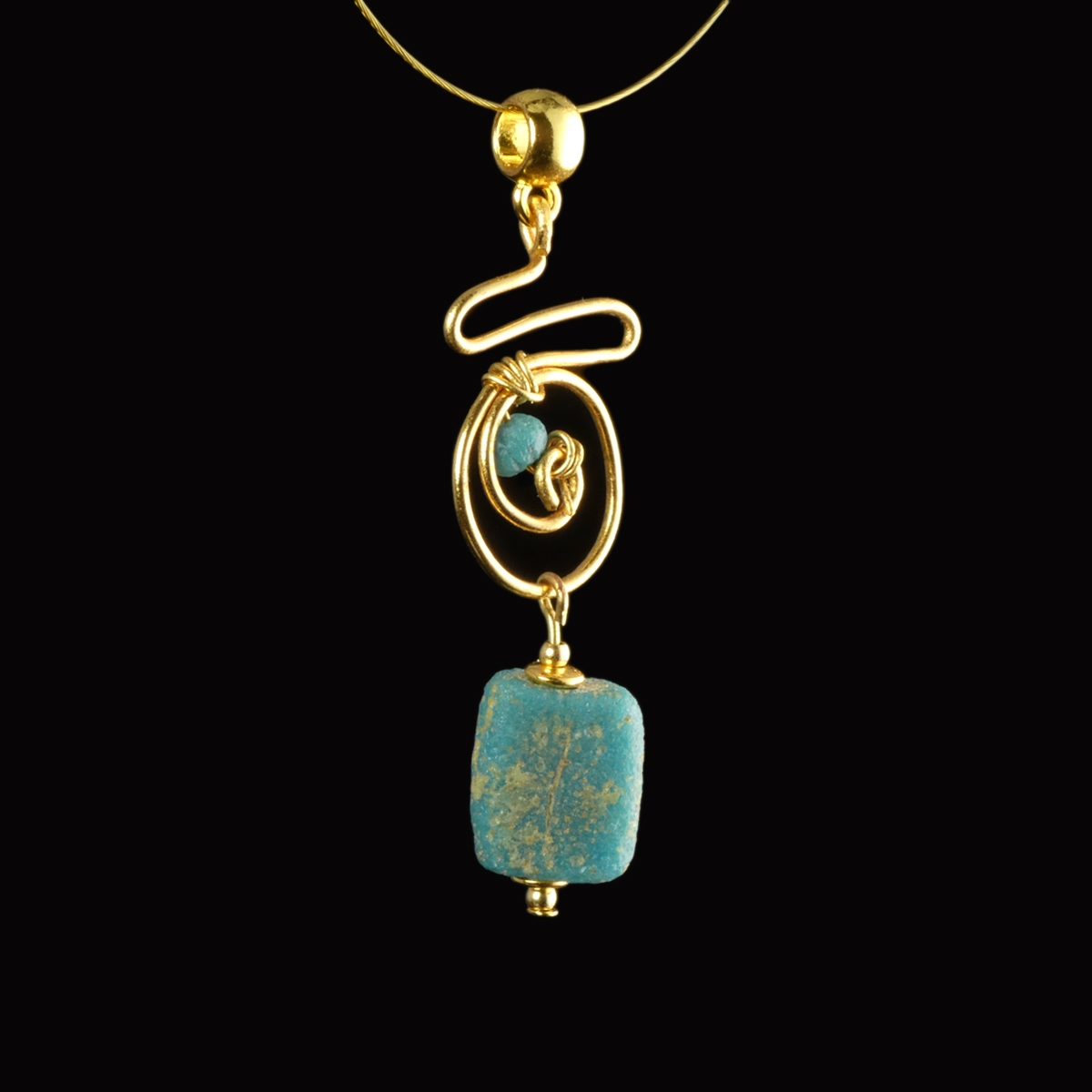 Pendant with Ancient Roman Turquoise Glass Beads