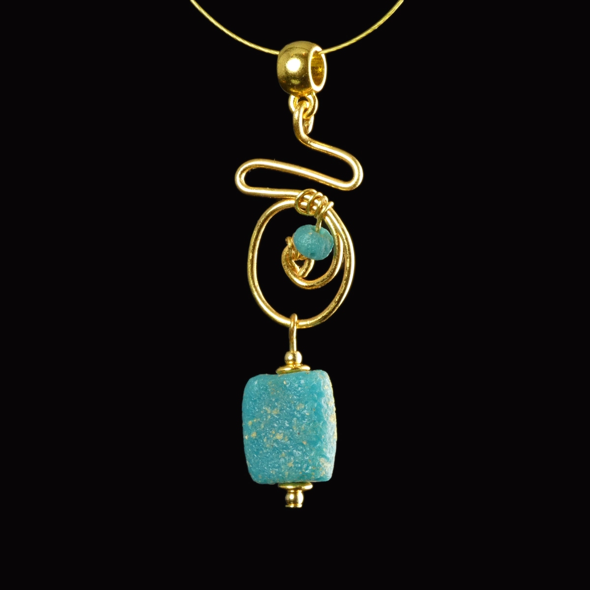 Pendant with Ancient Roman Turquoise Glass Beads
