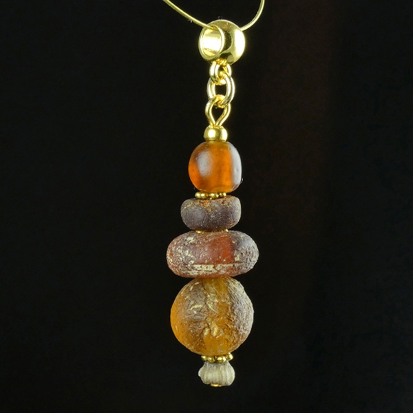 Pendant with Roman glass and amber beads