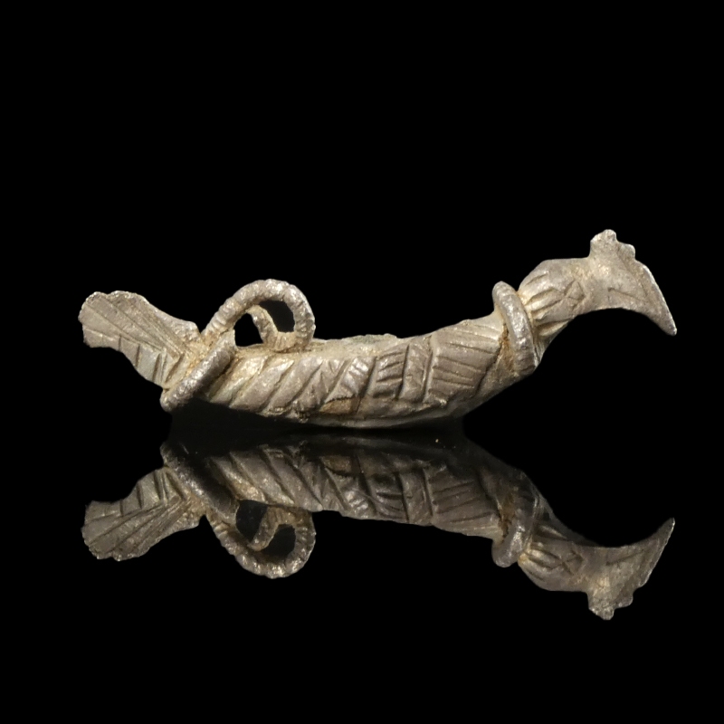 Rare Iron Age Celtic Silver Rooster Figurine