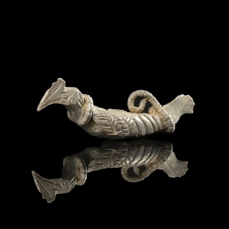 Rare Iron Age Celtic Silver Rooster Figurine