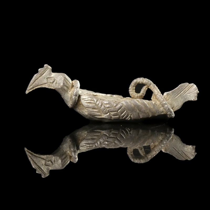Rare Iron Age Celtic Silver Rooster Figurine