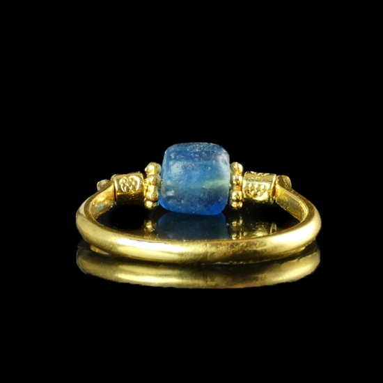 Ring with a Roman Blue Glass Bead