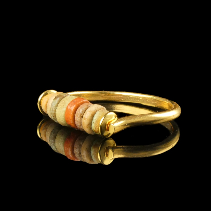 Ring with ancient Egyptian multicoloured faience beads