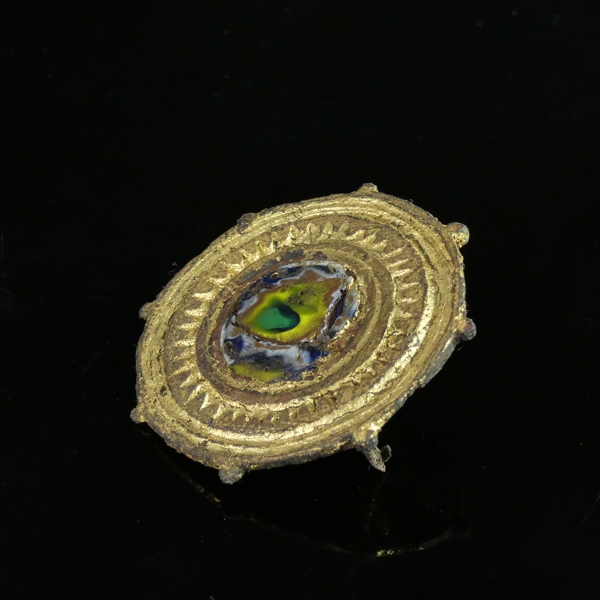 Roman bronze gilded disc brooch