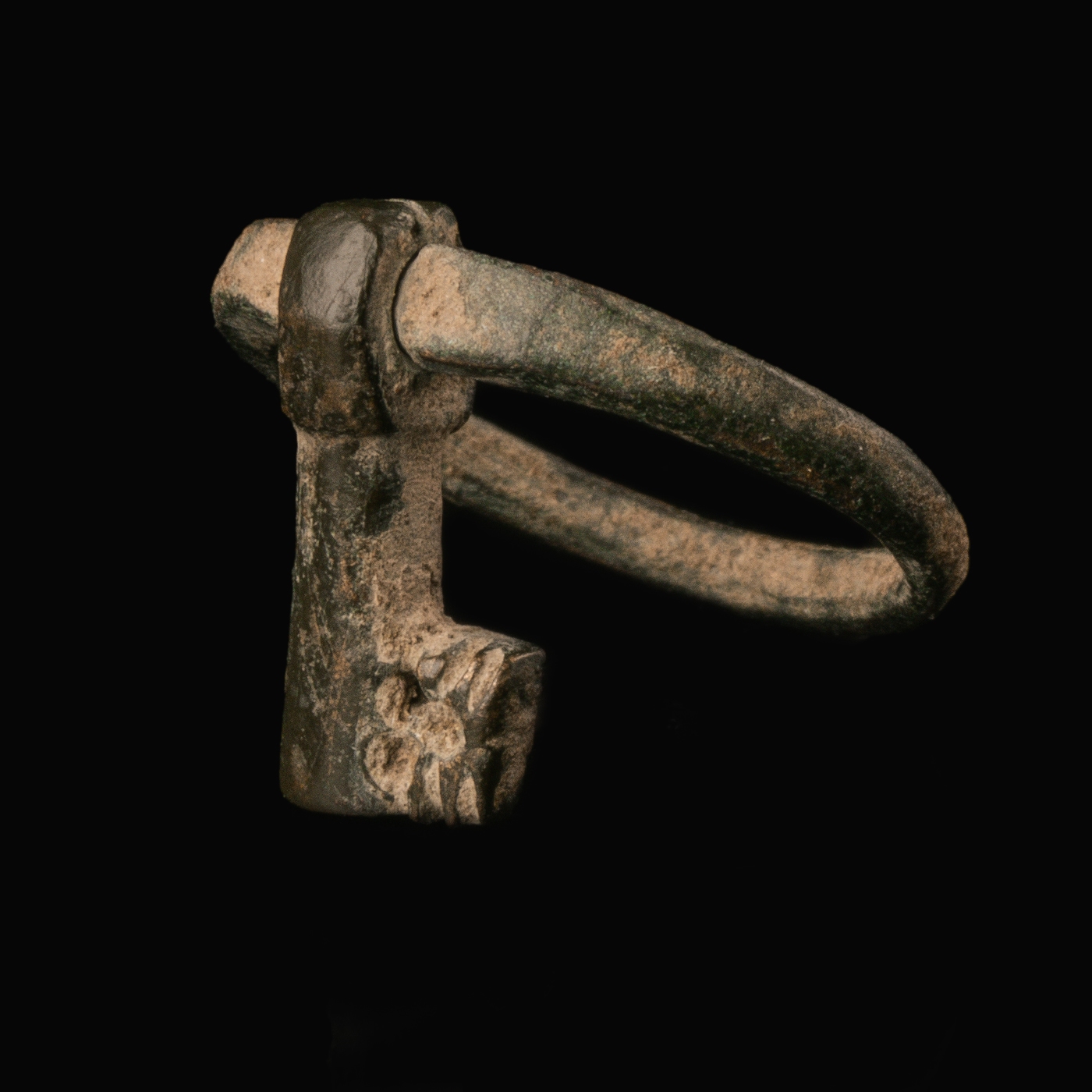Roman Bronze Ring Key with Fully Rotating Mechanism